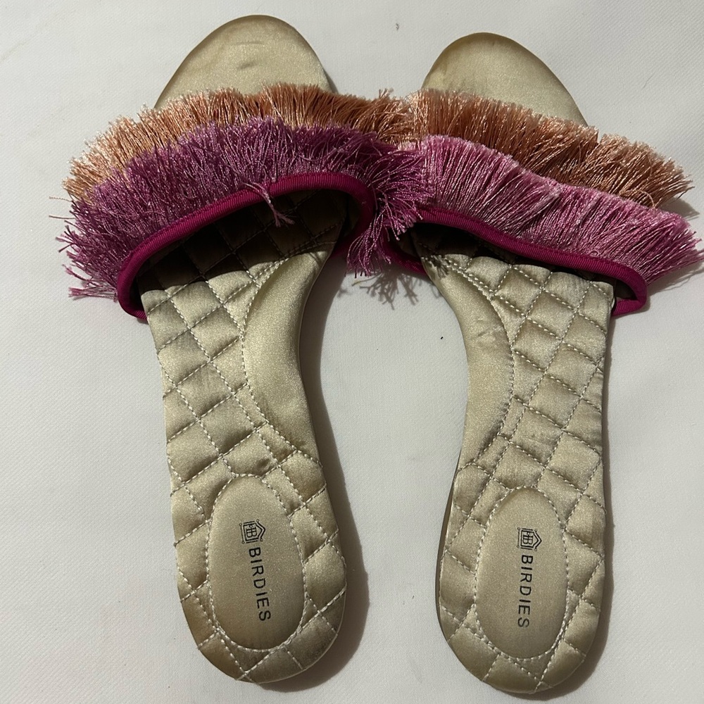 Birdies sparrow fringe sandal slides - Picture 2 of 9